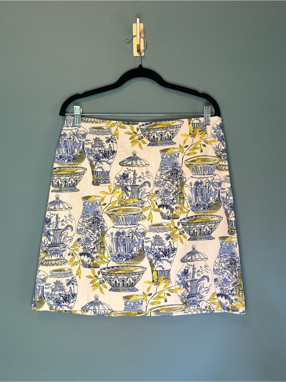 Talbots Blue, White & Green Chinoiserie Toile Skirt Cottage Coastal Size 8 - Picture 13 of 13